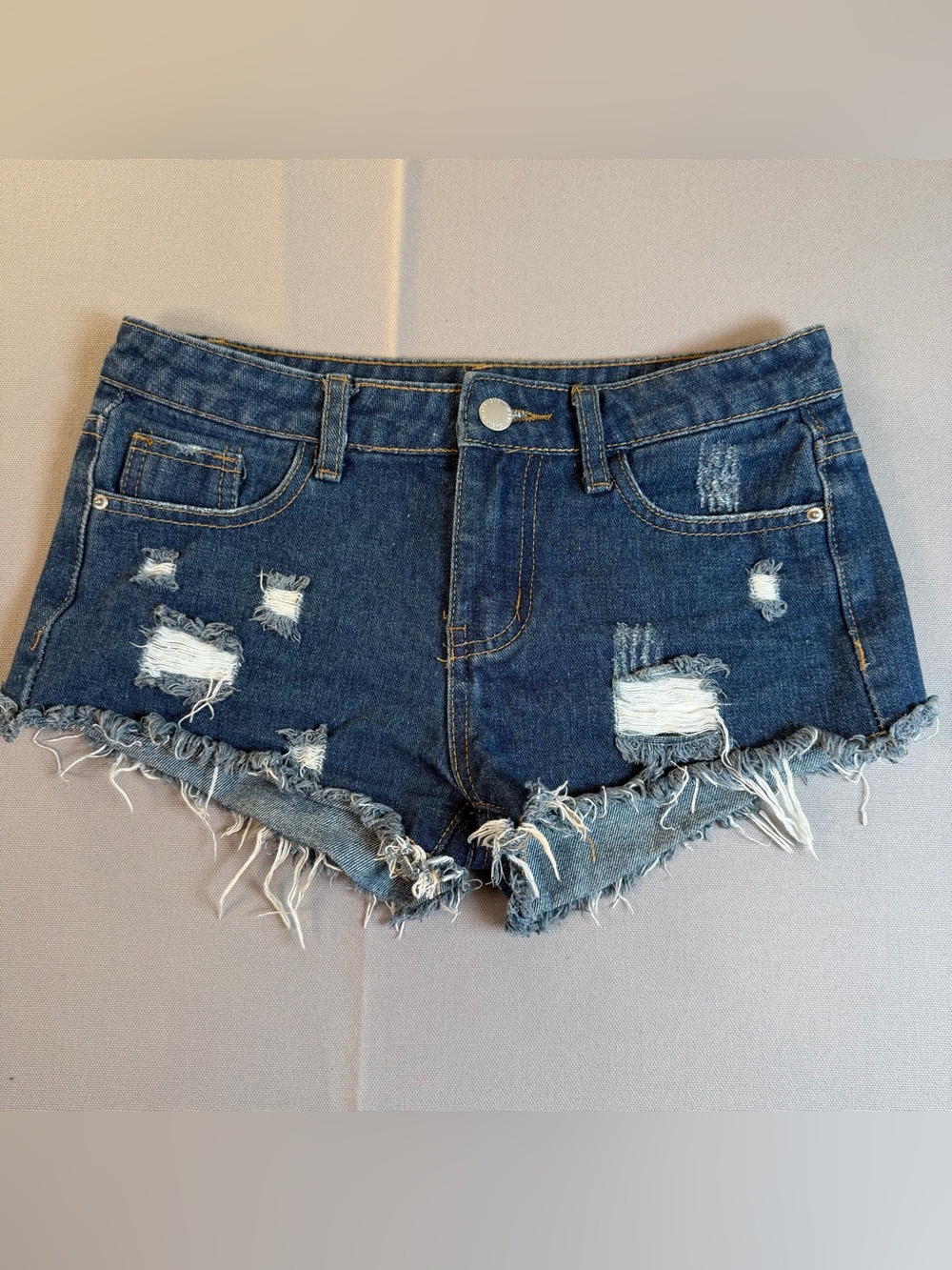Youth sz10Denim Distressed Cutoff Shorts - Dark Blue
